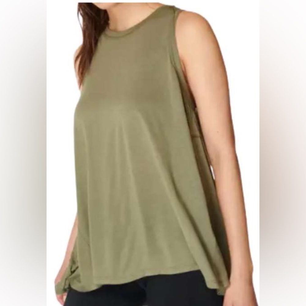 Sweaty Betty Olive Green 100% Viscose Sleeveless Flowy Tank Top